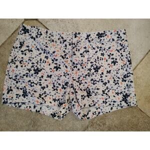 Banana Republic Hampton Shorts Womens Size 10 Floral White Purple Pockets Zip